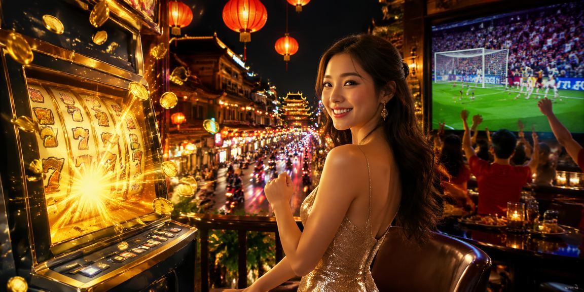 Người chơi tại chợ đêm Huế tham gia slot game và kiểm tra khuyến mãi jackpot trên điện thoại